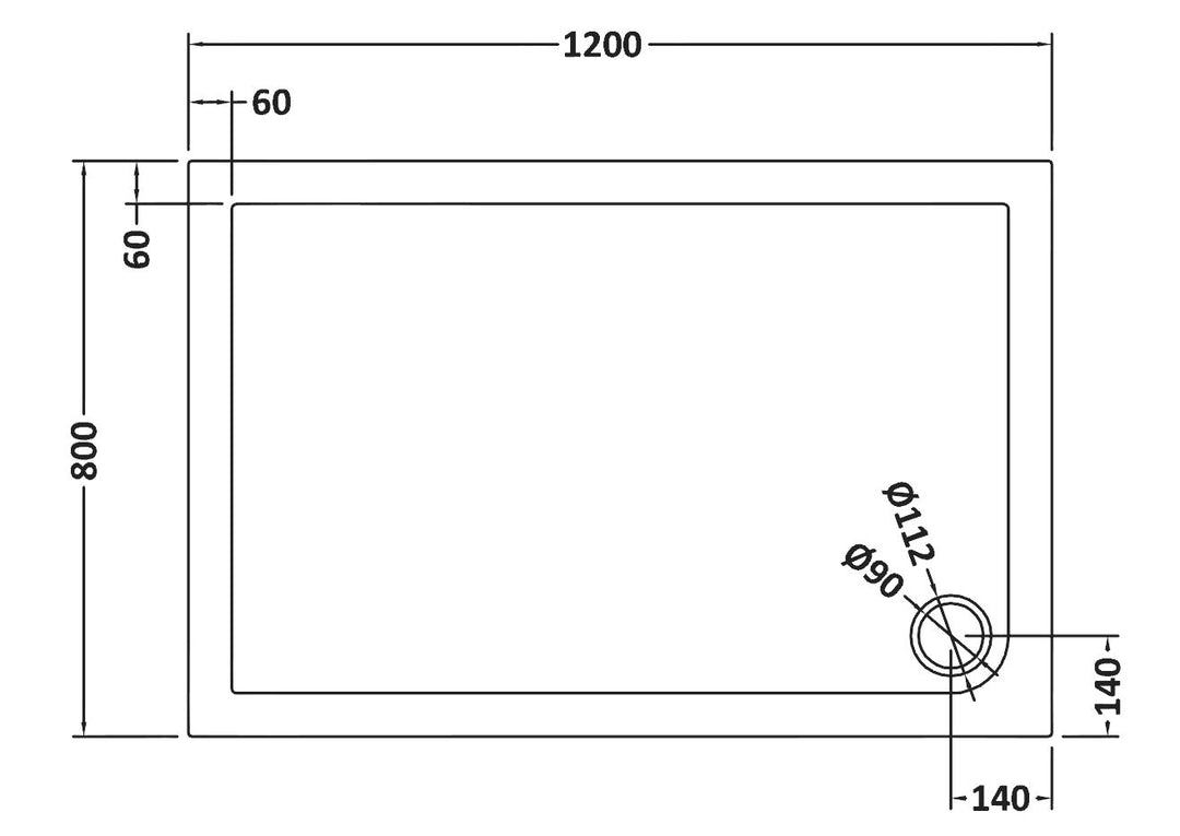 Hudson Reed 1200 x 800mm Rectangle Shower Tray NTP023