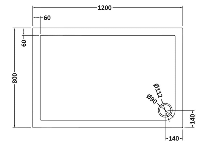 Hudson Reed 1200 x 800mm Rectangle Shower Tray NTP023