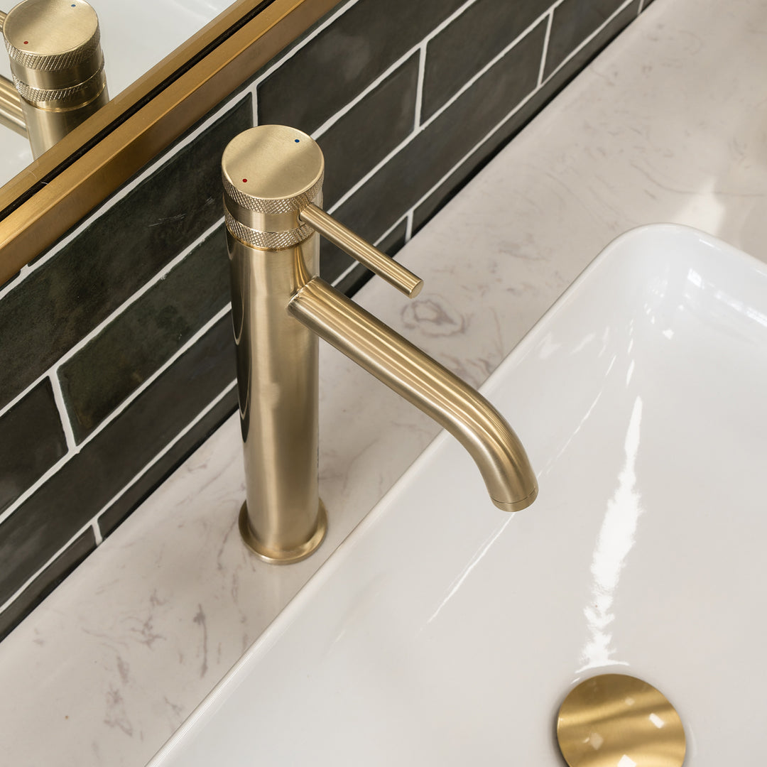 Eliseo Ricci Exclusiv Tall Mono Basin Mixer - Brushed Brass