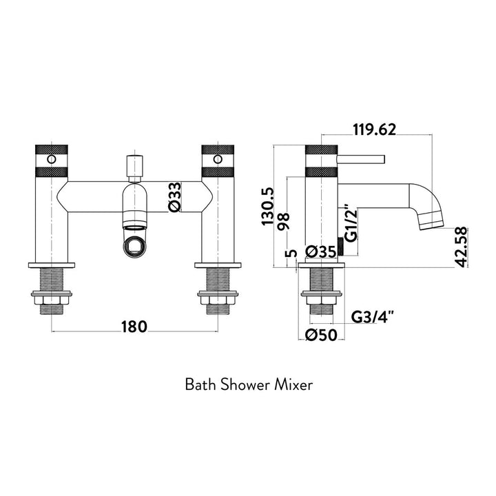 Eliseo Ricci Exclusiv Bath Shower Mixer - Black