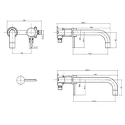 Eliseo Ricci Exclusiv Wall Mounted Basin Mixer - Chrome - Technical drawing