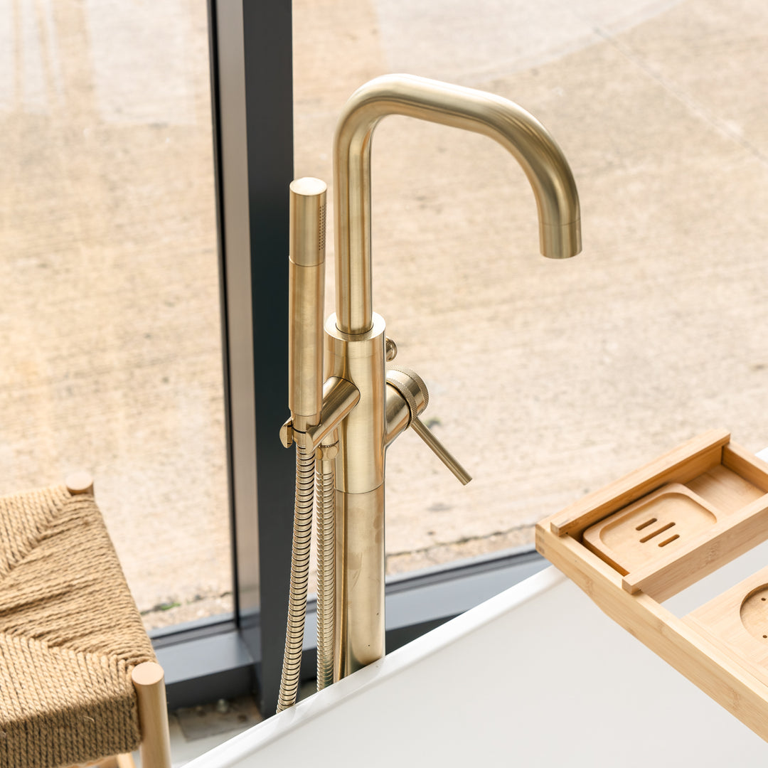 Eliseo Ricci Exclusiv Freestanding Bath Shower Mixer - Brushed Brass