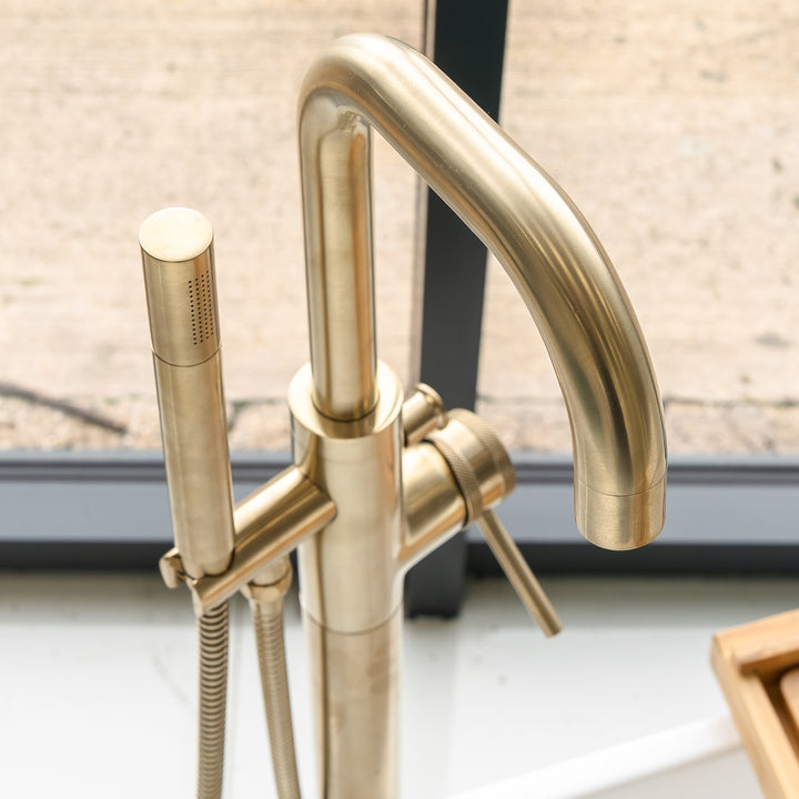 Eliseo Ricci Exclusiv Freestanding Bath Shower Mixer - Brushed Brass