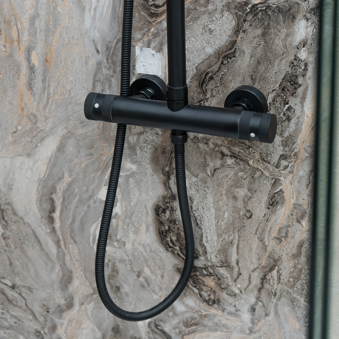 Eliseo Ricci Exclusiv Round Rigid Riser Shower - Black
