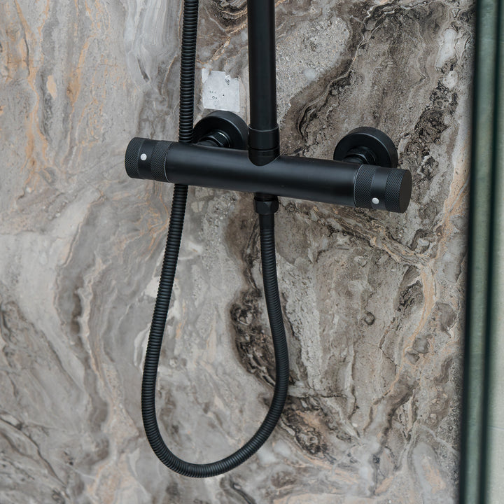 Eliseo Ricci Exclusiv Round Rigid Riser Shower - Black