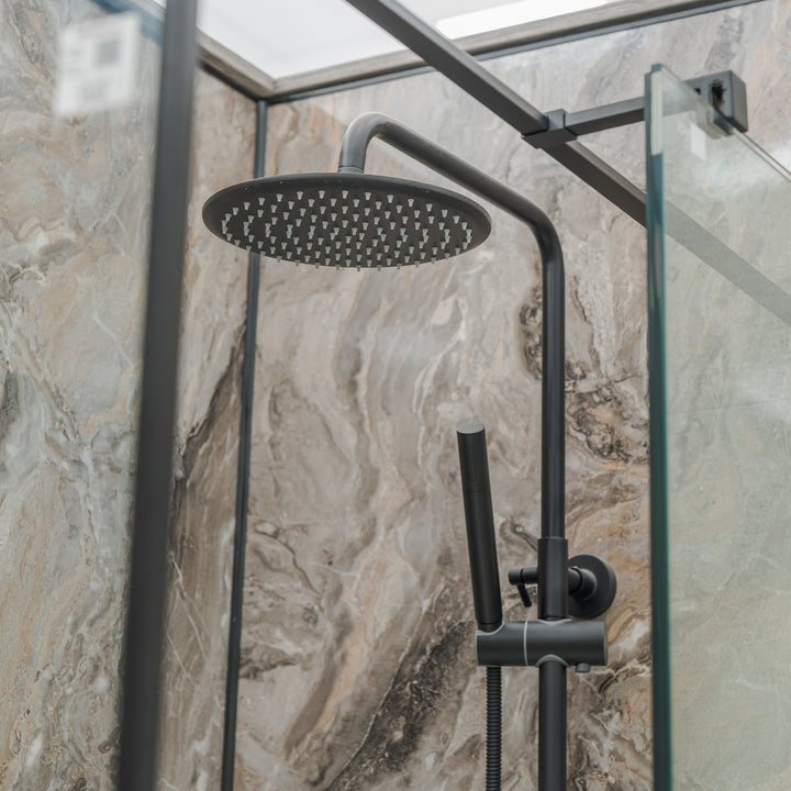 Eliseo Ricci Exclusiv Round Rigid Riser Shower - Black