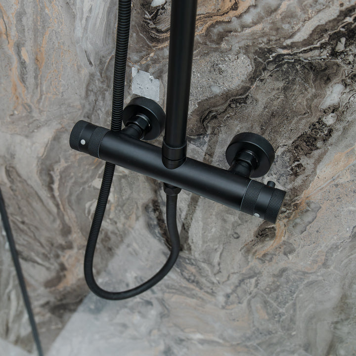 Eliseo Ricci Exclusiv Round Rigid Riser Shower - Black
