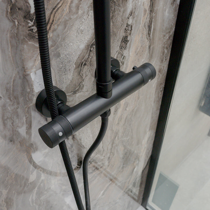 Eliseo Ricci Exclusiv Round Rigid Riser Shower - Black
