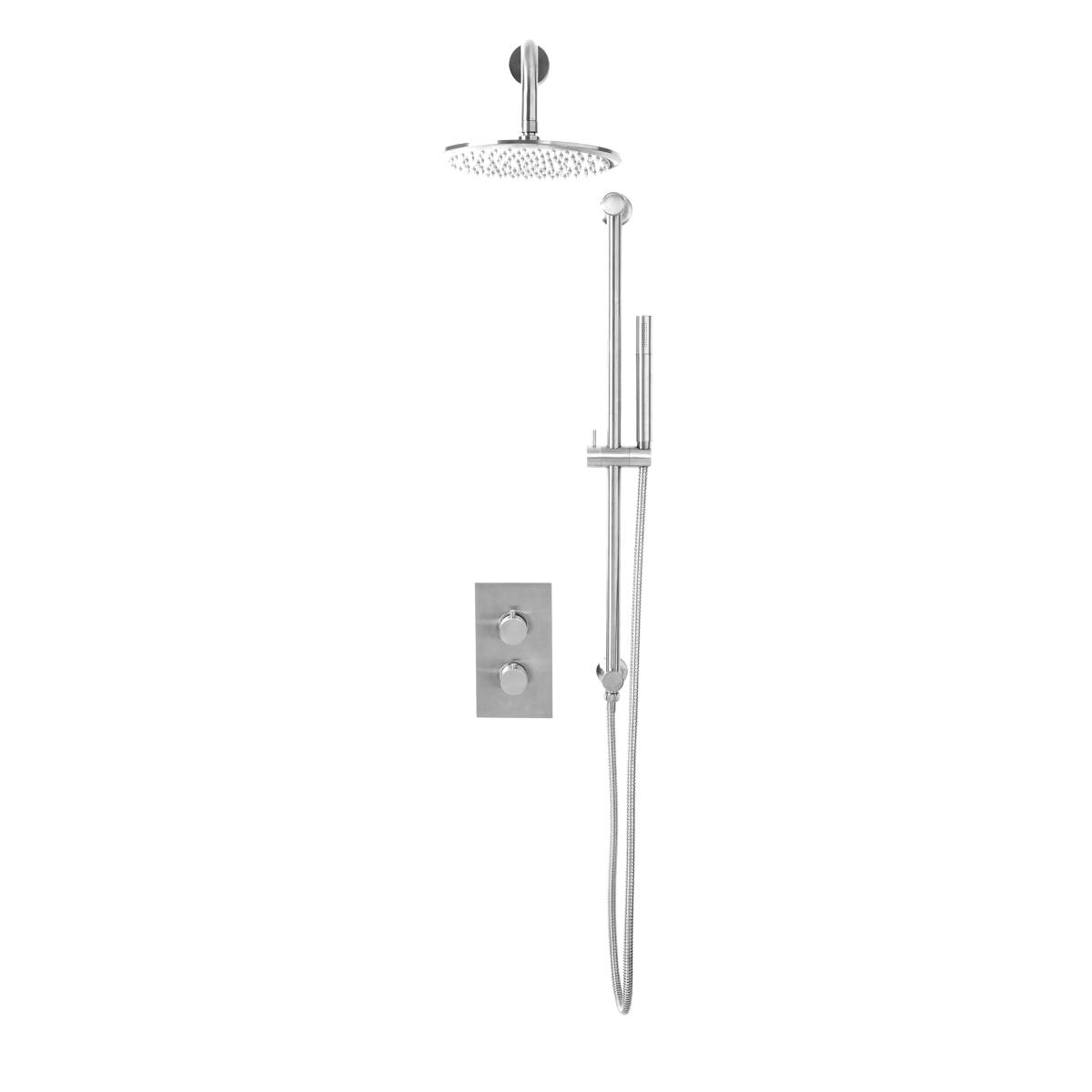Eliseo Ricci Exclusiv Round Handle, Head & Handset Riser Shower - Black - Technical drawing