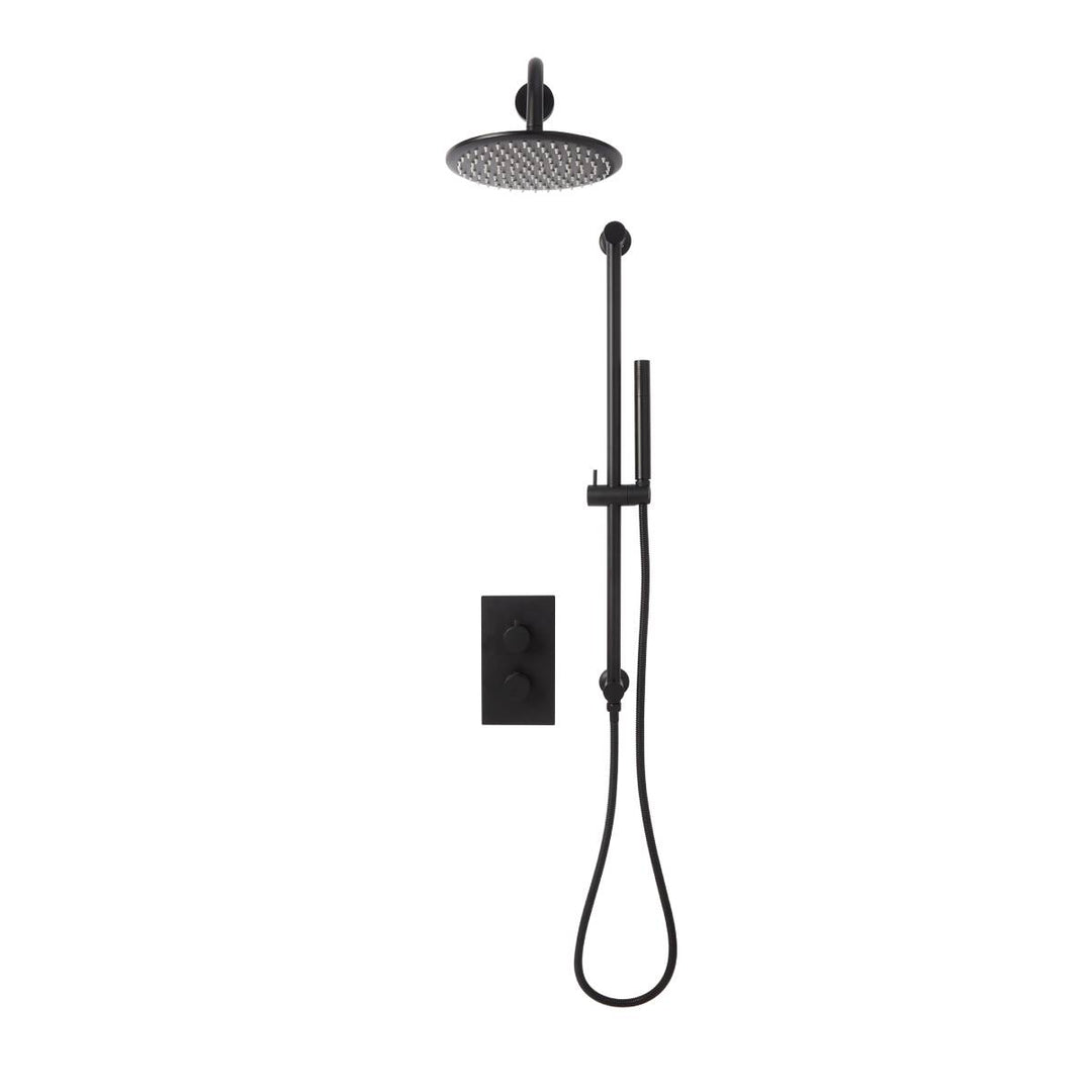 Eliseo Ricci Exclusiv Round Handle, Head &amp; Handset Riser Shower - Black