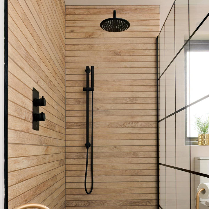 Eliseo Ricci Exclusiv Round Handle, Head &amp; Handset Riser Shower - Black