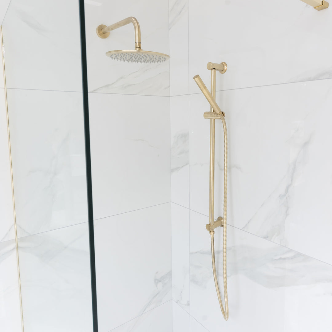 Eliseo Ricci Exclusiv Round Handle, Head &amp; Handset Riser Shower - Brushed Brass