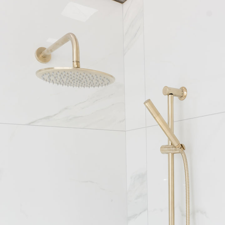 Eliseo Ricci Exclusiv Round Handle, Head &amp; Handset Riser Shower - Brushed Brass