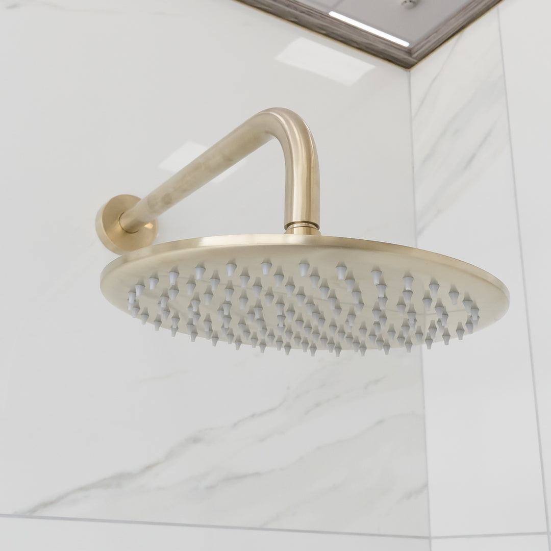 Eliseo Ricci Exclusiv Round Handle, Head &amp; Handset Riser Shower - Brushed Brass