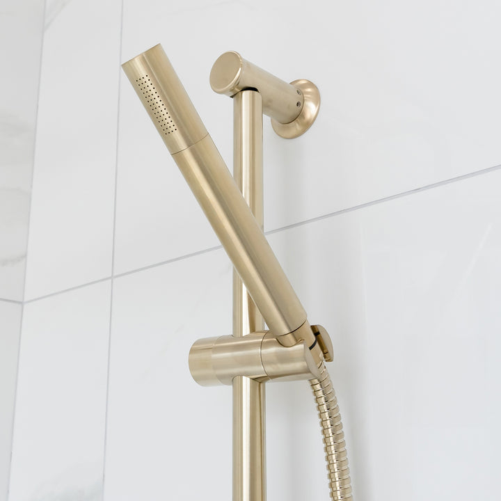 Eliseo Ricci Exclusiv Round Handle, Head &amp; Handset Riser Shower - Brushed Brass