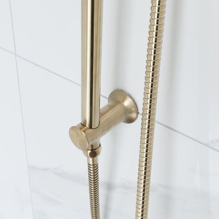 Eliseo Ricci Exclusiv Round Handle, Head &amp; Handset Riser Shower - Brushed Brass