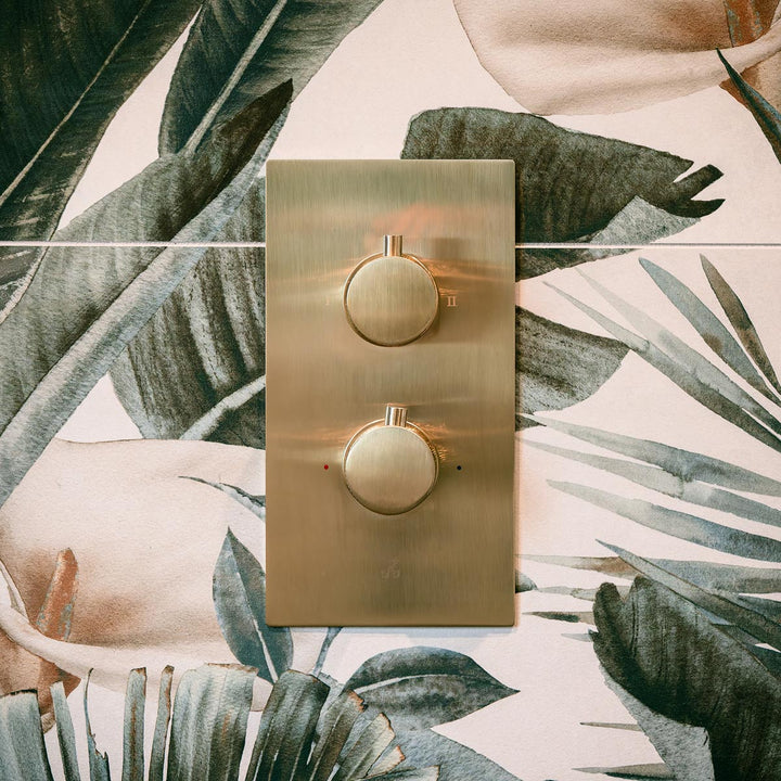 Eliseo Ricci Exclusiv Round Handle, Head &amp; Mounted Bracket Riser Shower - Brushed Brass