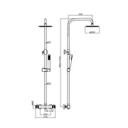 Eliseo Ricci Exclusiv Round Rigid Riser Shower - Gunmetal - Technical drawing