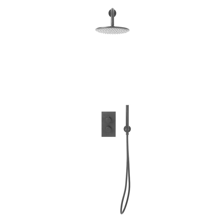 Eliseo Ricci Exclusiv - Gunmetal Round Handle Shower Arm Drench Head Handset &amp; Mounting Bracket