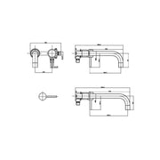 Eliseo Ricci Exclusiv Wall Mounted Basin And filler - Brushed Bronze - Technical drawing