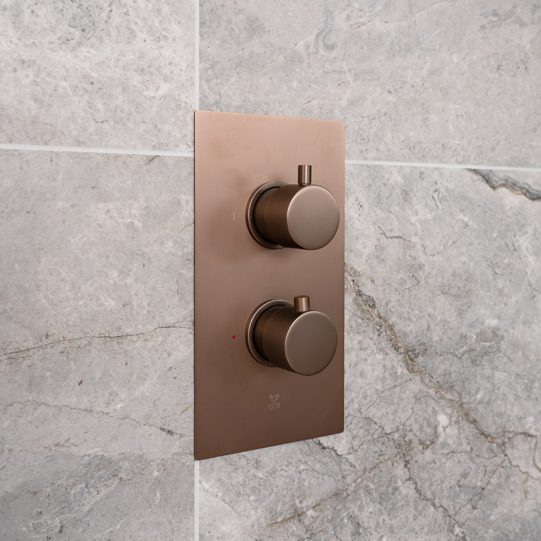 Eliseo Ricci Exclusiv - Brushed Bronze Round Handle Shower arm Drench head Handset &amp; mounting bracket