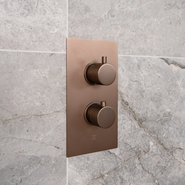 Eliseo Ricci Exclusiv - Brushed Bronze Round Handle Shower arm Drench head Handset &amp; mounting bracket