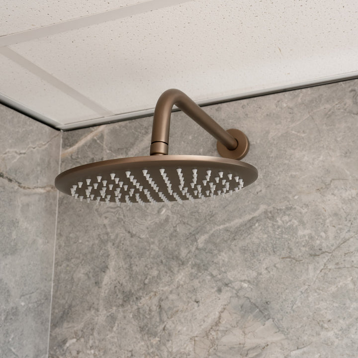 Eliseo Ricci Exclusiv - Brushed Bronze Round Handle Shower arm Drench head Handset &amp; mounting bracket