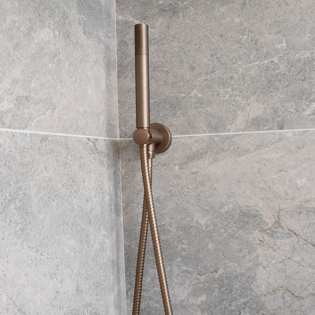 Eliseo Ricci Exclusiv - Brushed Bronze Round Handle Shower arm Drench head Handset &amp; mounting bracket