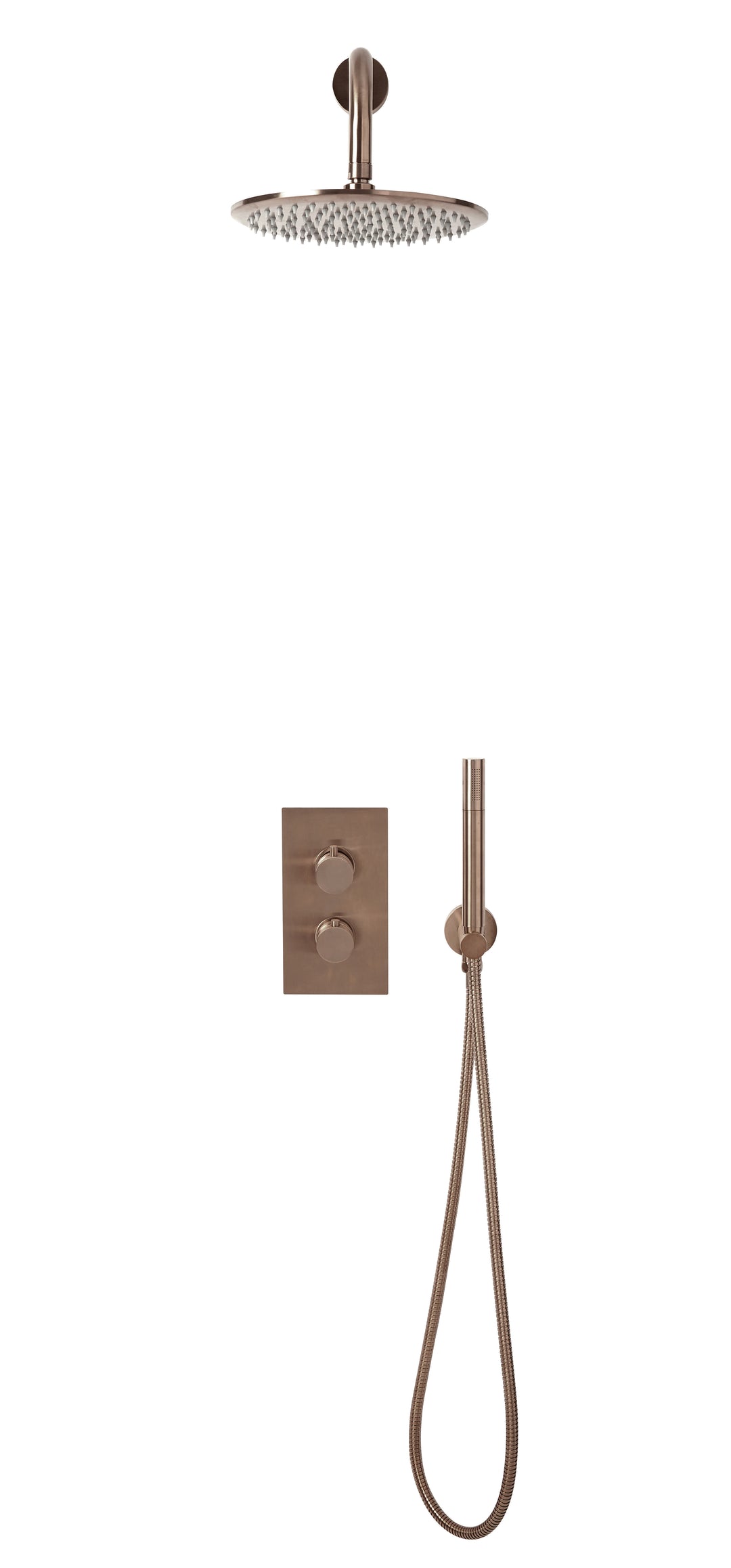 Eliseo Ricci Exclusiv - Brushed Bronze Round Handle Shower arm Drench head Handset &amp; mounting bracket