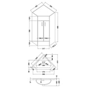Primo Corner Base Unit & Basin - Technical drawing