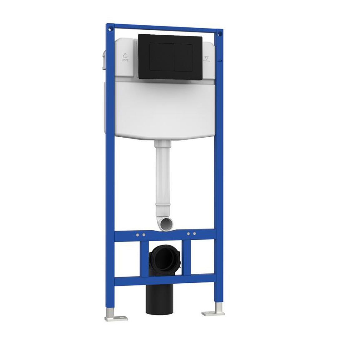 Objekt Ceramica 1.13m Slim Line Wall Hung WC Frame with Matt Black Flush Plate