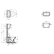 Olympia Impero High Level Toilet & Soft Close Seat - Technical drawing