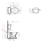 Olympia Impero Low Level Toilet & Soft Close Seat - Technical drawing