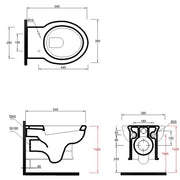 Olympia Impero Wall Hung Toilet & Soft Close Seat - Technical drawing