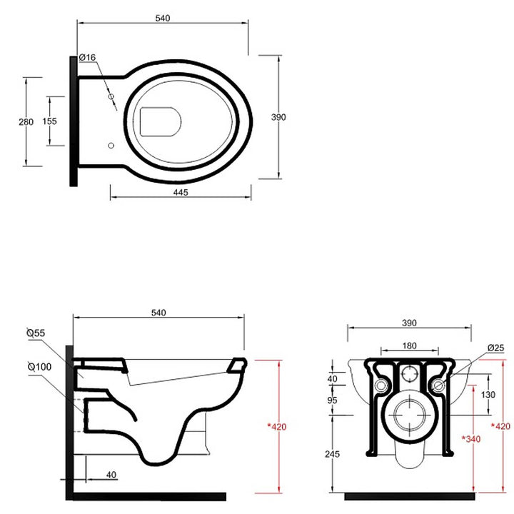 Olympia Impero Wall Hung Toilet &amp; Soft Close Seat