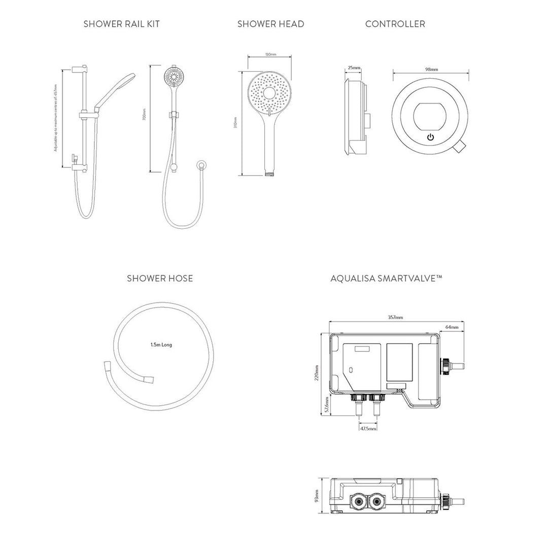 Aqualisa Optic Q Smart Shower Concealed With Adj Head - Hp/Combi