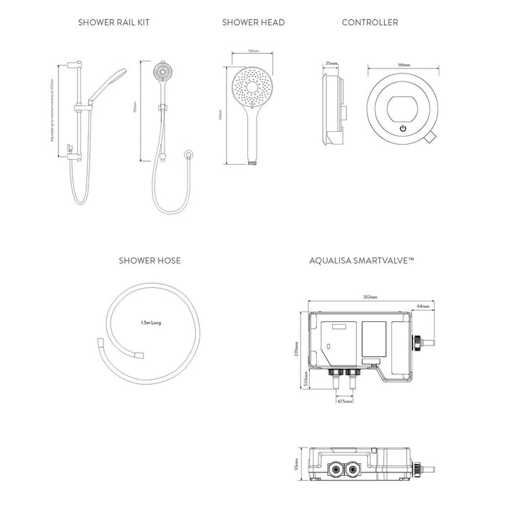 Aqualisa Optic Q Smart Shower Concealed With Adj Head - Hp/Combi