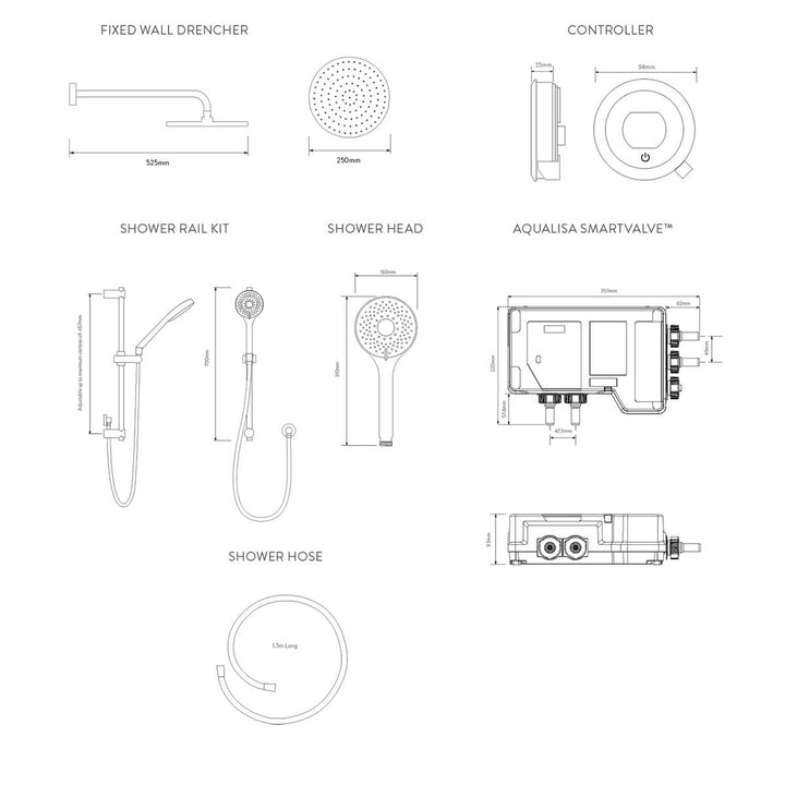 Aqualisa Optic Q Smart Shower Concealed With Adj And Wall Fixed Head - Hp/Combi