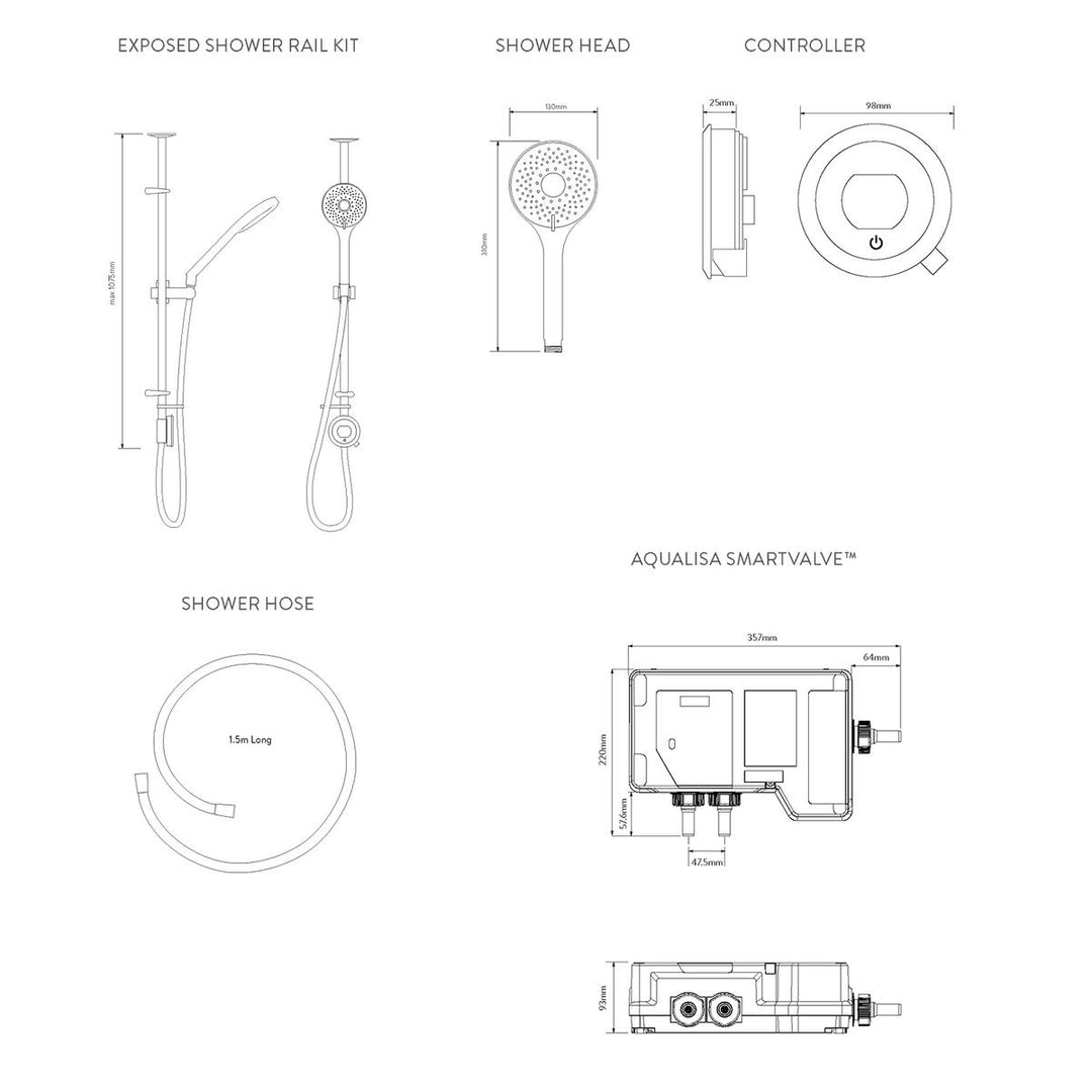 Aqualisa Optic Q Smart Shower Exposed With Adj Head - Hp/Combi