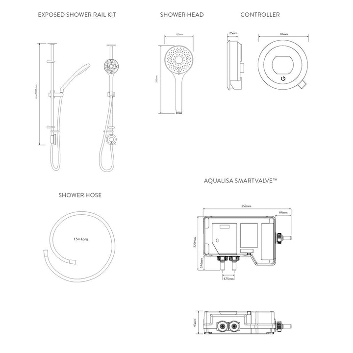 Aqualisa Optic Q Smart Shower Exposed With Adj Head - Hp/Combi