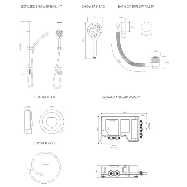 Aqualisa Optic Q Smart Shower Exposed With Bath Fill - Hp/Combi