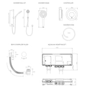 Aqualisa Optic Q Smart Shower Concealed With Adj Head And Bath Fill - Gravity Pumped - Technical drawing