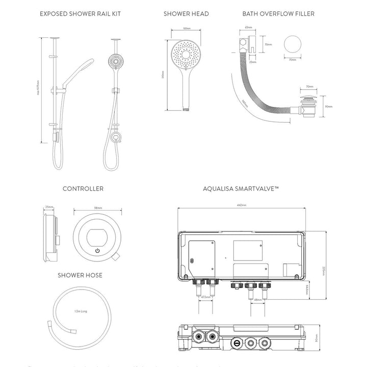 Aqualisa Optic Q Smart Shower Exposed With Bath Fill - Gravity Pumped