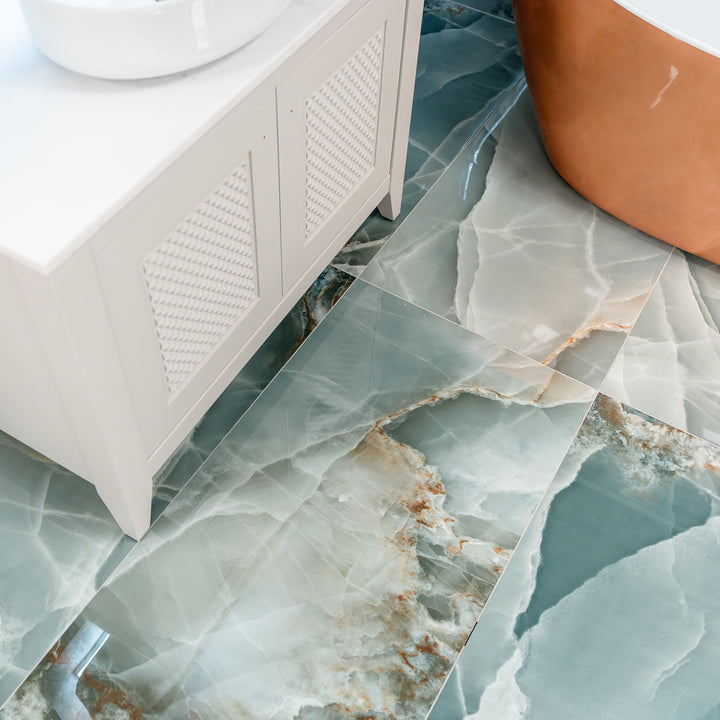 Onyx Turquoise 60 x 120cm Polished Rectified Tile - 1.44sqm perbox
