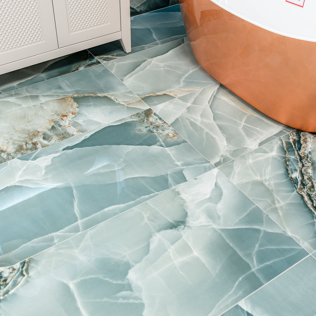 Onyx Turquoise 60 x 120cm Polished Rectified Tile - 1.44sqm perbox