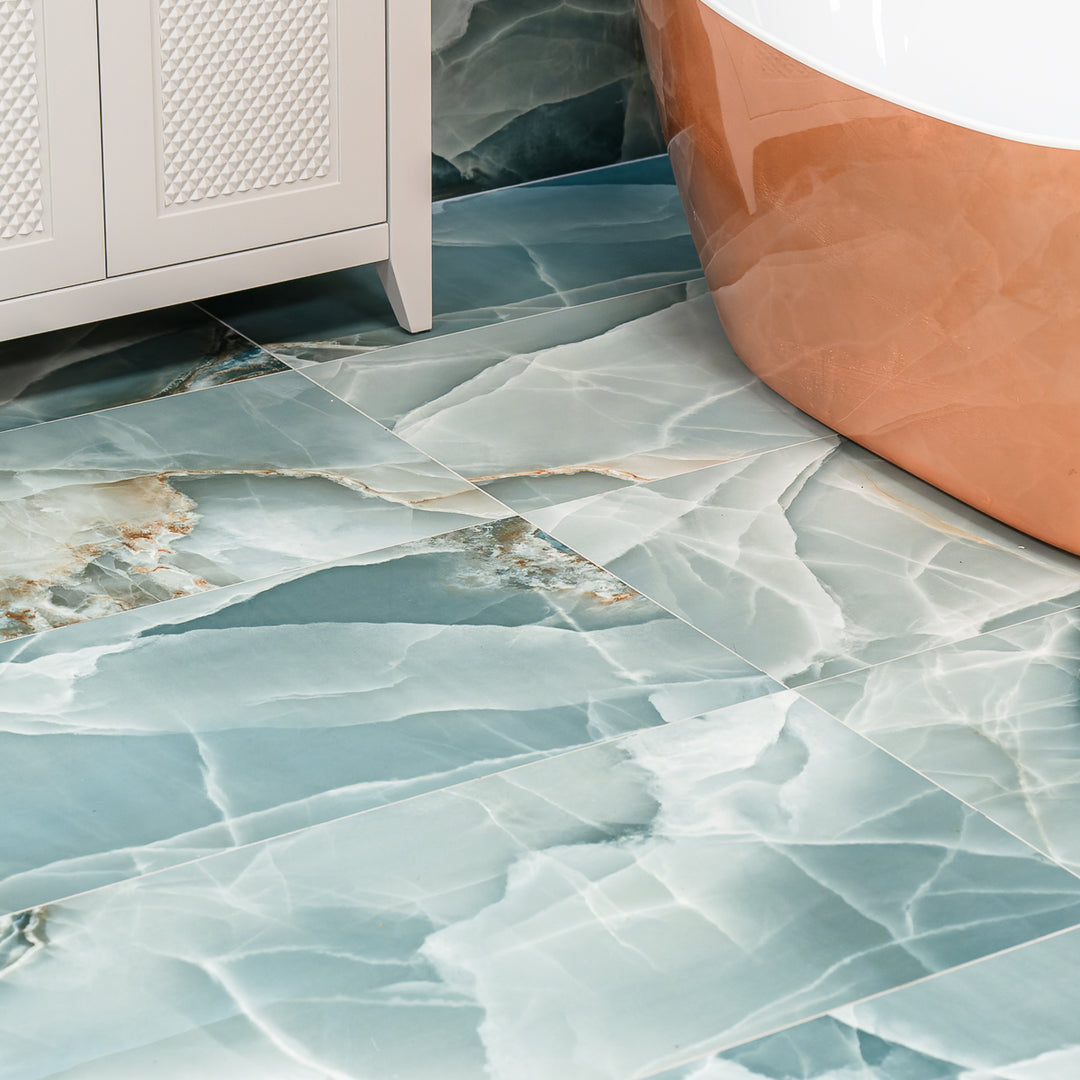 Onyx Turquoise 60 x 120cm Polished Rectified Tile - 1.44sqm perbox