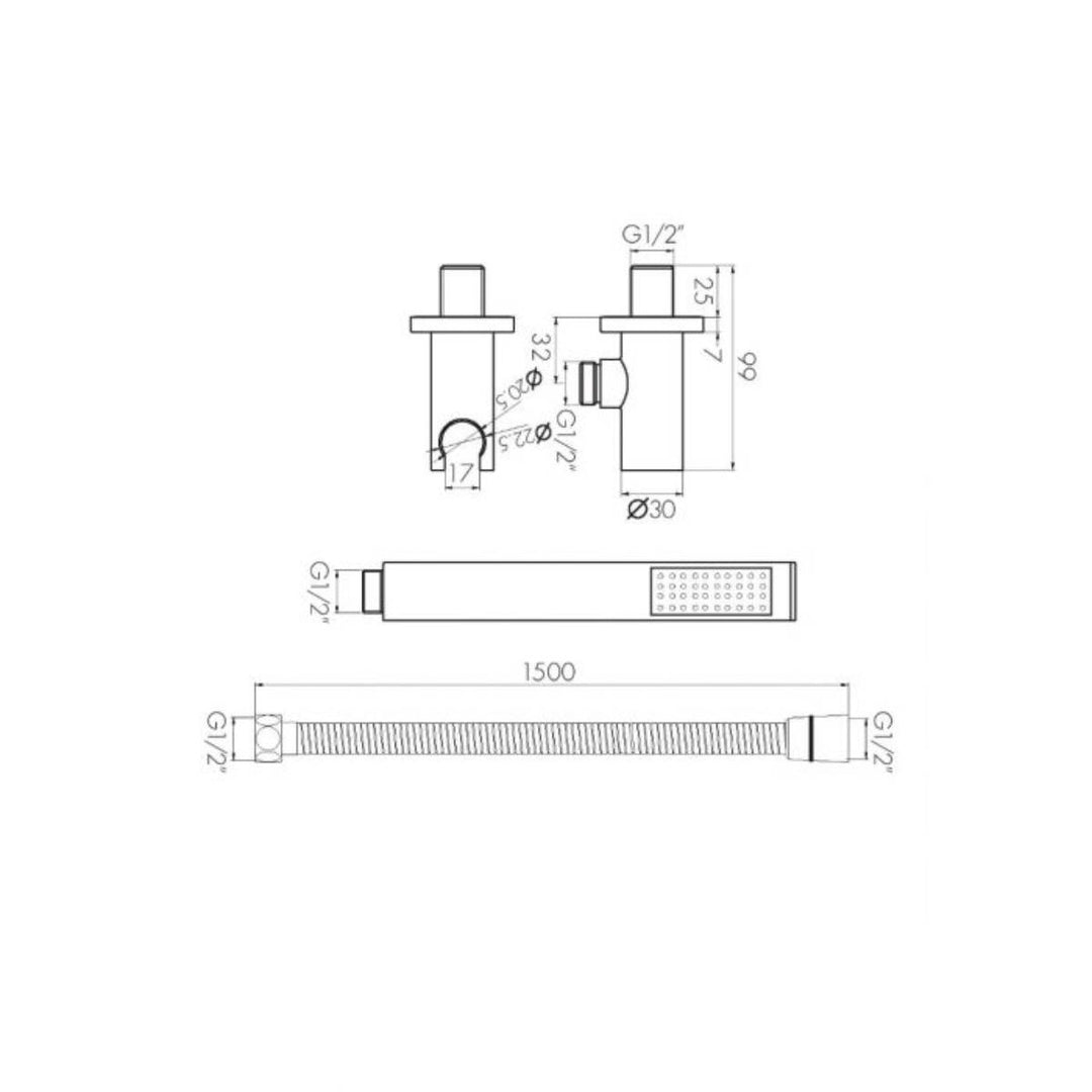 Round Twin Thermostatic Concealed Mixer Shower Kit with Ceiling Mounted 200mm Shower Head &amp; Handset