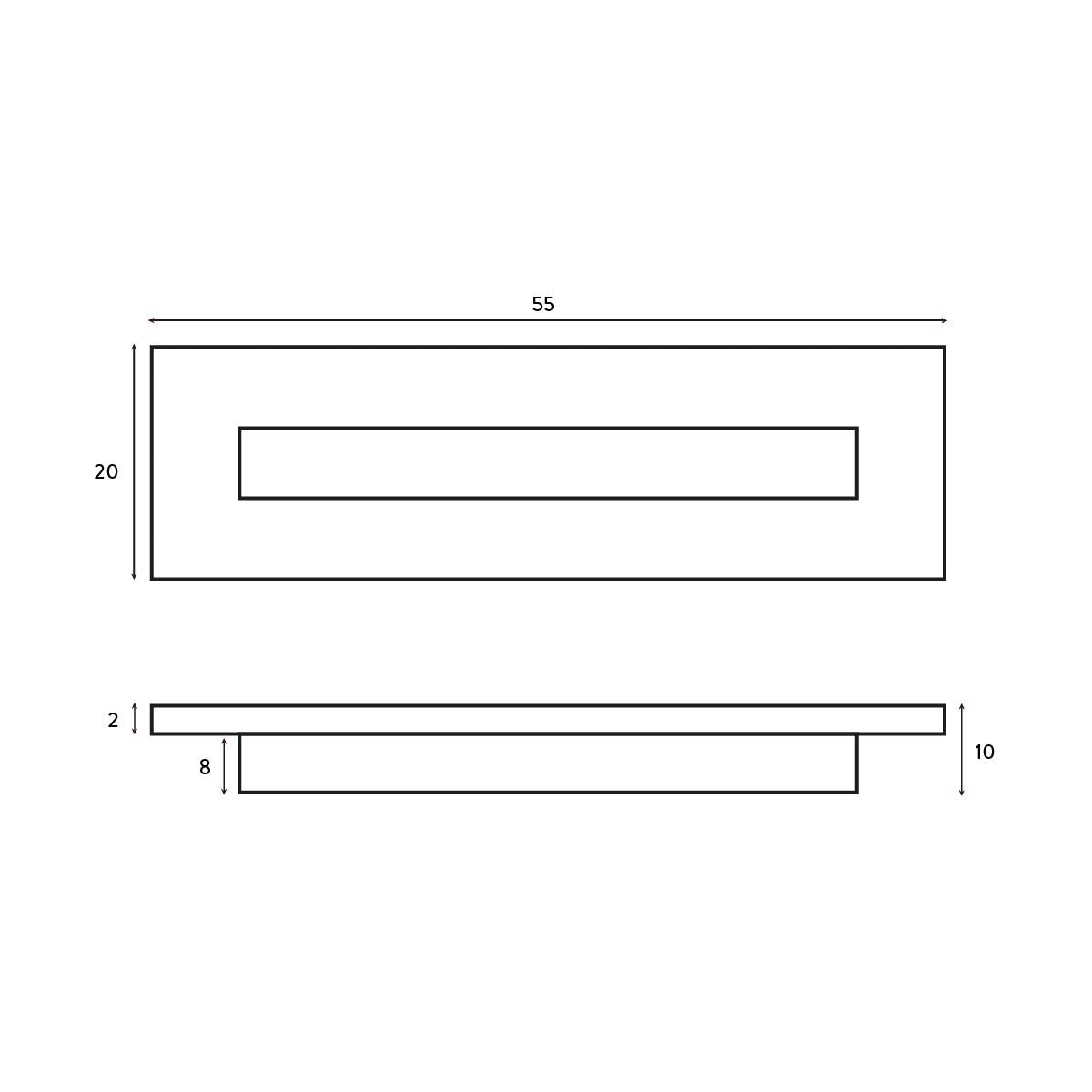Eliseo Ricci Square Basin Over Flow - Brushed Bronze - Technical drawing