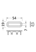 Hudson Reed Ceramics Accessories Oval Brushed Brass Overflow Cover - Technical drawing