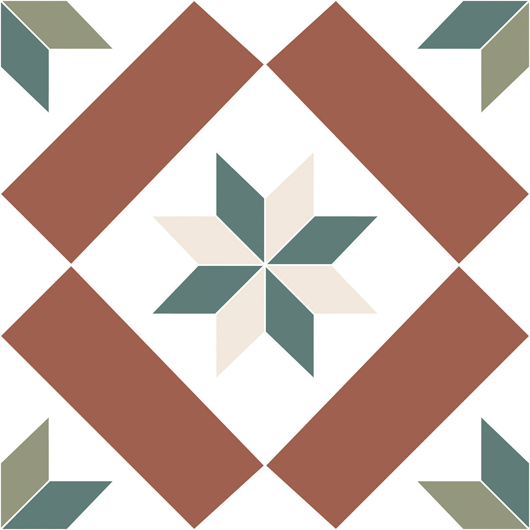 Victorian Molly 20 x 20cm Matt Porcelain Pattern Floor Tile - 0.6sqm perbox